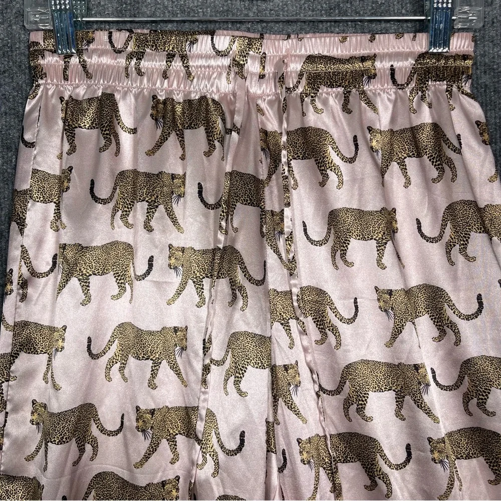 Show Me Your Mumu Womens XS Pink Catwalk Cheetah Silky Pull On‎ Pajama Pants